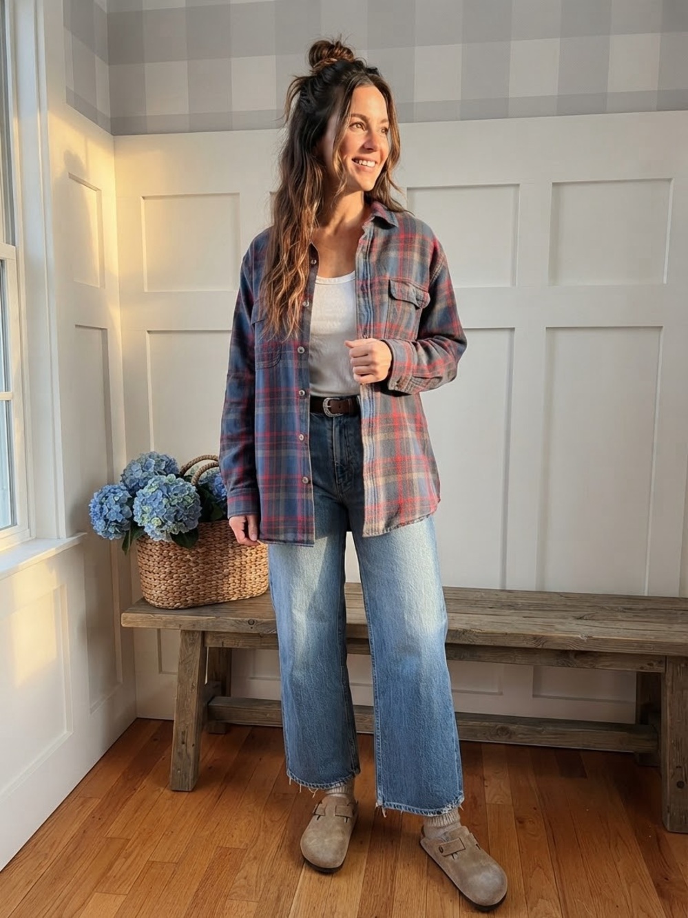 Field & Stream Plaid Utility Jacket in Red and Blue Tones XXL